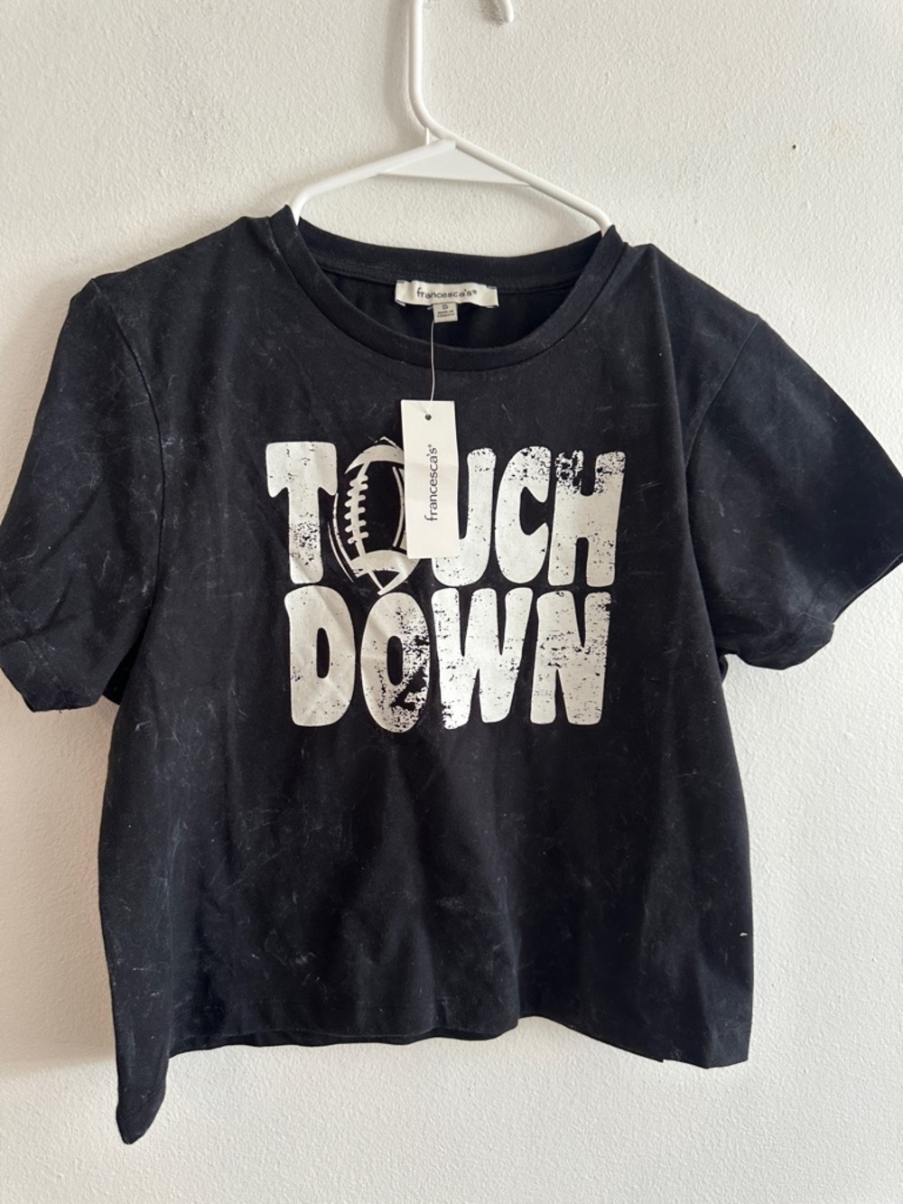Francesca's Collections Black Touchdown Tee